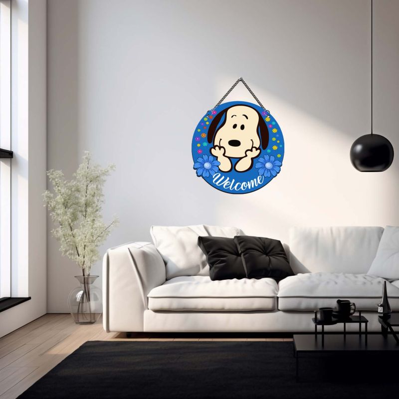 Wooden Snoopy Theme Welcome Hanging Sign | Front Door & Entryway Decoration  Items For Home  Welcome Home Wall Hanging |Door Hanging